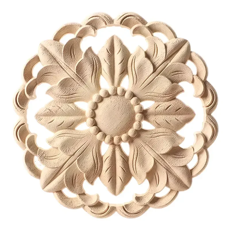 rosace décorative en bois sculpté motif floral pour plafond miniature 1/12