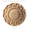 Rosace de plafond bois brut diamètre 6 cm avec indication de taille miniature