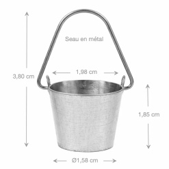 Seau miniature en métal 1/12e avec dimensions