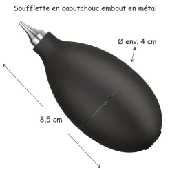 Soufflette en caoutchouc miniature avec dimensions pour entretien de maison de poupée