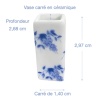 dimensions vase carré miniature en céramique décor fleurs bleues 1/12e