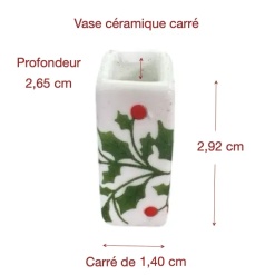 Alternative view of Vase carré miniature en céramique décor houx 1/12e