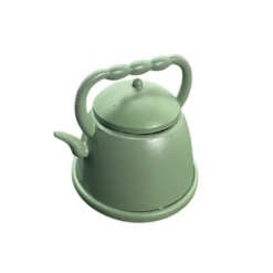 Bouilloire miniature verte en métal 1/12e pour maison de poupée