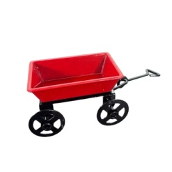 Chariot miniature en métal rouge et noir 1/12e vue de face