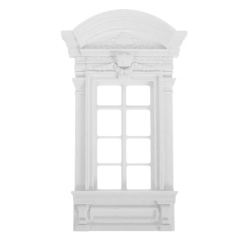 Fenêtre miniature Louis XVI PVC blanc 1/12e avec moulures et fronton décoratif