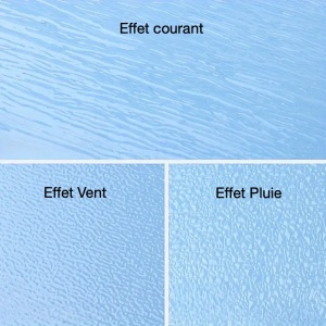 comparatif effets eau courant vent pluie feuille acrylique transparente