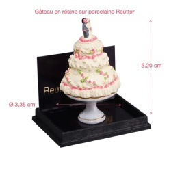 Gâteau de mariage miniature Reutter avec dimensions pour maison de poupée 1/12e