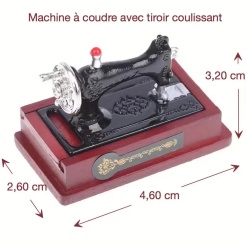dimensions machine a coudre miniature 1/12e longueur 4,60 cm largeur 2,60 cm hauteur 3,20 cm