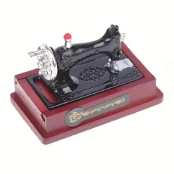 machine a coudre miniature 1/12e acajou avec tiroir coulissant réaliste