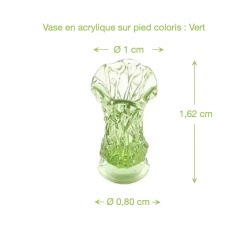 Dimensions du vase miniature vert en acrylique sur pied 1/12e pour maison de poupée