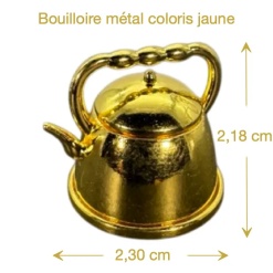 Dimensions bouilloire miniature métal doré 1/12e