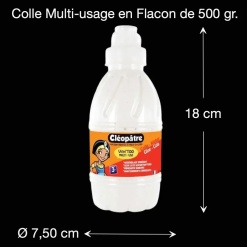Dimensions du flacon de colle Cléopâtre Vinyl’Too 500 gr pour travaux miniatures 1/12e