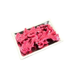 Détail du plat de viande de bœuf miniature sur plateau métal