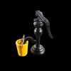 pompe de puits miniature bois avec seau jaune pour décor maison de poupée 1/12e