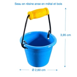 dimensions seau miniature bleu diamètre 2,60 cm hauteur 3,95 cm 1/12e
