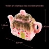 Théière miniature rose avec dimensions indiquées pour décor de maison de poupée 1/12e