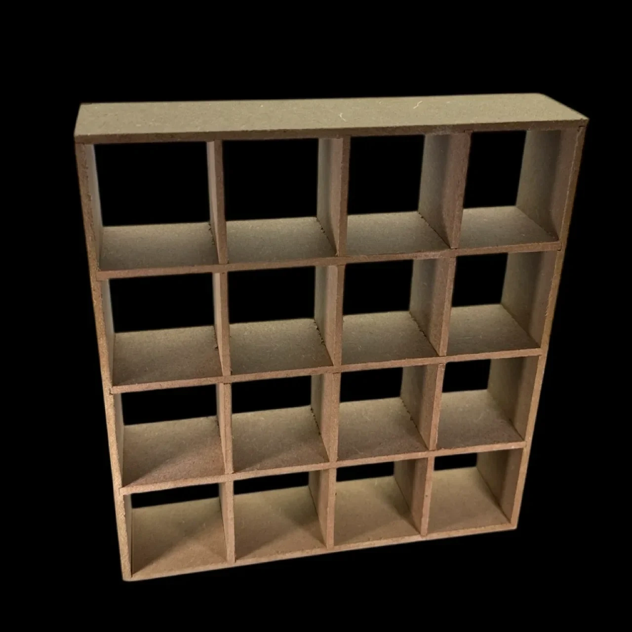 Étagère à casiers miniature en bois brut avec 16 compartiments