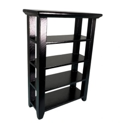 Étagère miniature en bois peint noir sur fond blanc