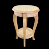 Guéridon miniature rond en bois brut avec tablette basse