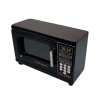 Micro-ondes miniature noir en bois avec porte fermée