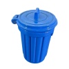 Poubelle miniature bleue en métal avec couvercle pour maison de poupée 1/12e