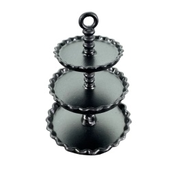Serviteur miniature à 3 niveaux noir pour maison de poupée 1/12e