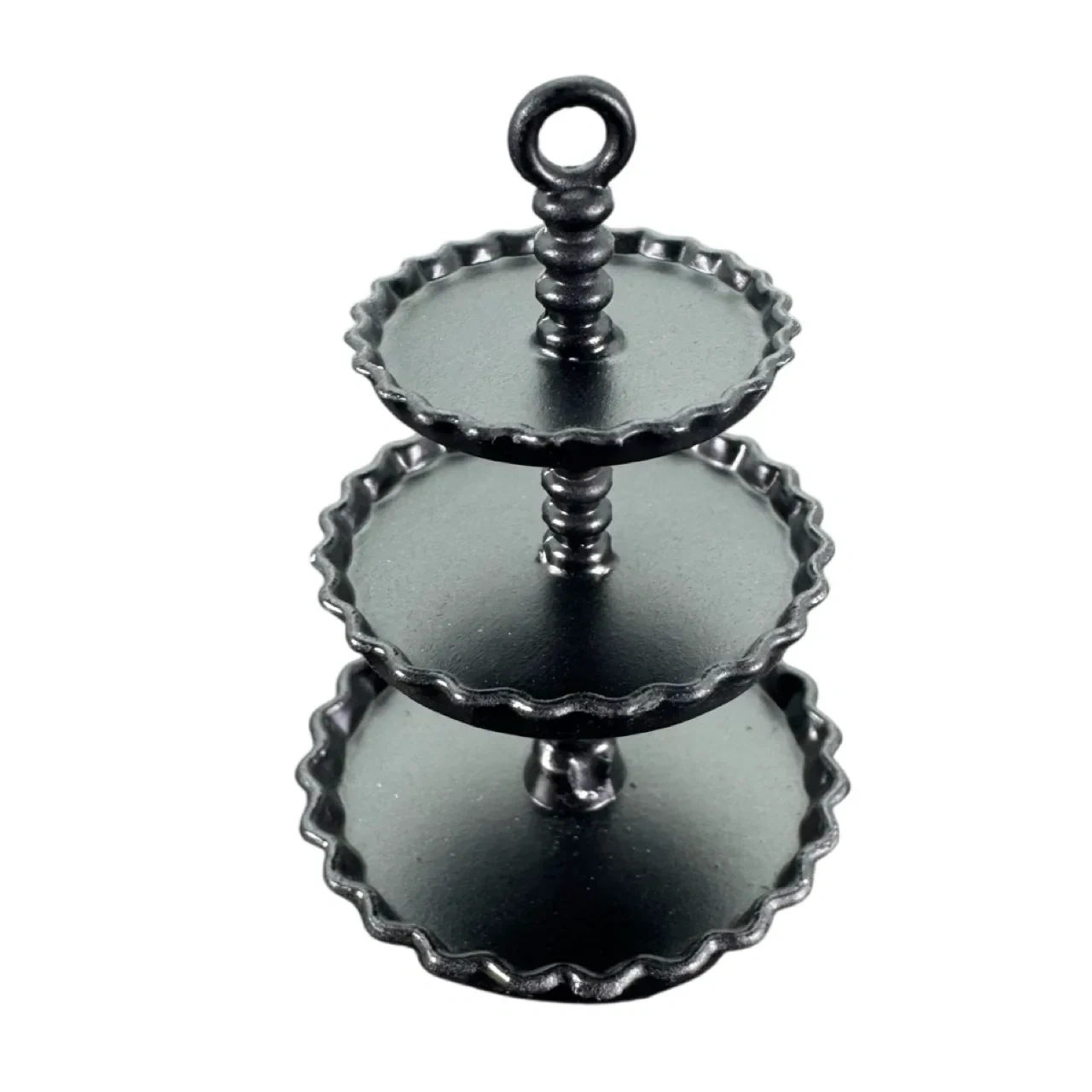 Serviteur miniature à 3 niveaux noir pour maison de poupée 1/12e