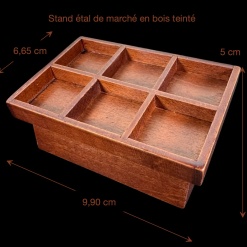 Stand étal de marché miniature en bois teinté avec dimensions 1/12e