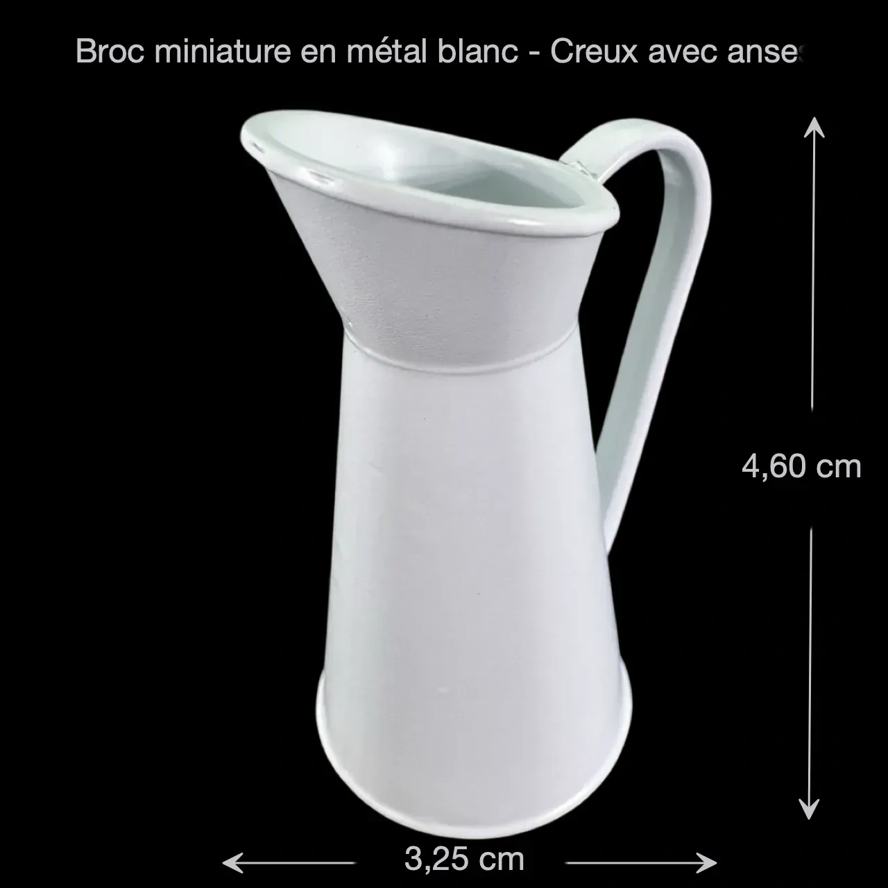 Broc miniature en métal blanc avec dimensions 1/12e