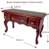 Dimensions du bureau miniature acajou à 3 tiroirs ouvrants