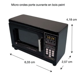 Dimensions du micro-ondes miniature noir en bois
