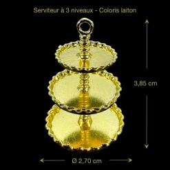 Serviteur miniature à 3 niveaux coloris laiton dimensions 2,70 x 3,85 cm
