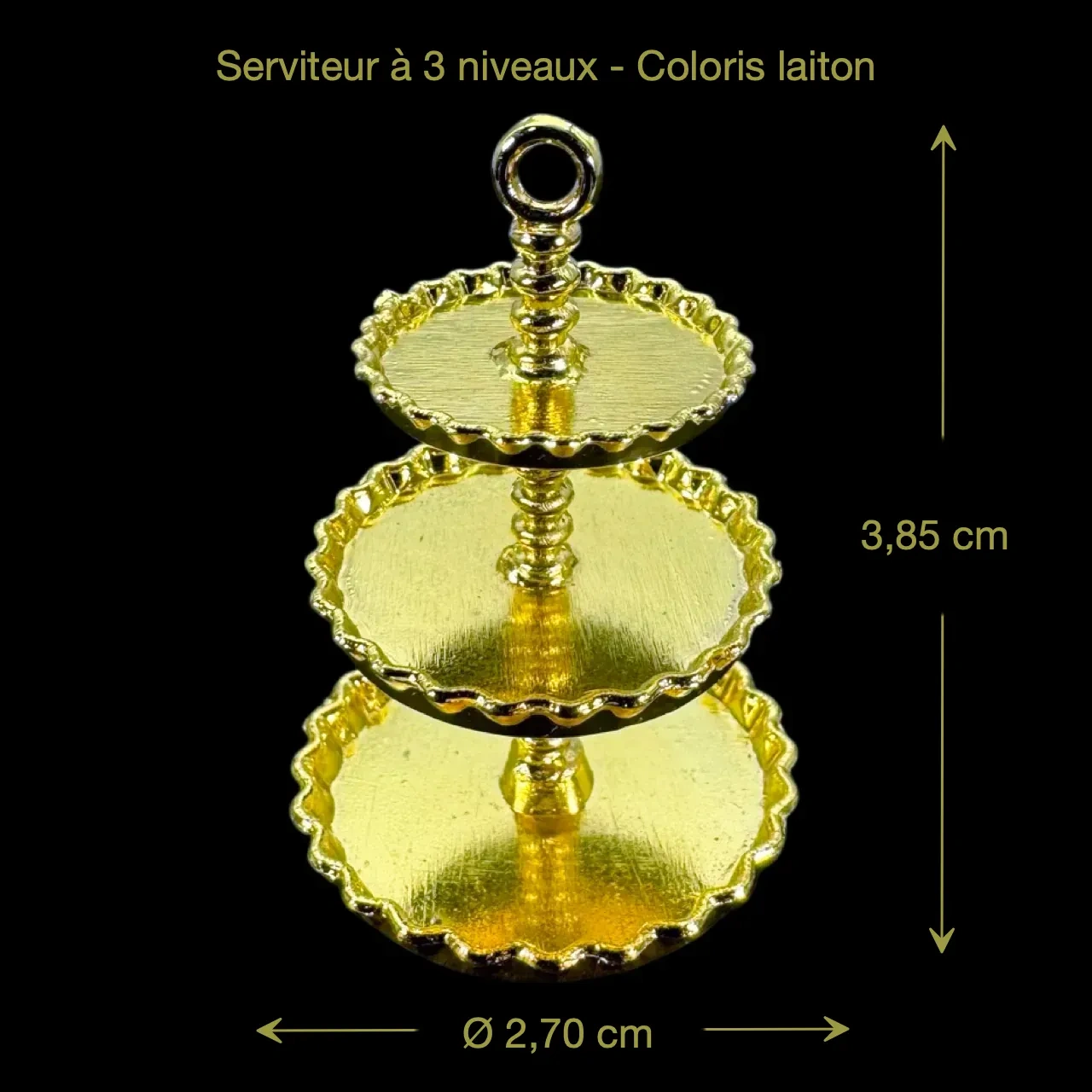 Serviteur miniature à 3 niveaux coloris laiton dimensions 2,70 x 3,85 cm