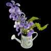 Arrosoir miniature fleuri violet en métal vieilli – Image 3