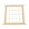 Baie vitrée miniature en bois brut présentée sur fond blanc
