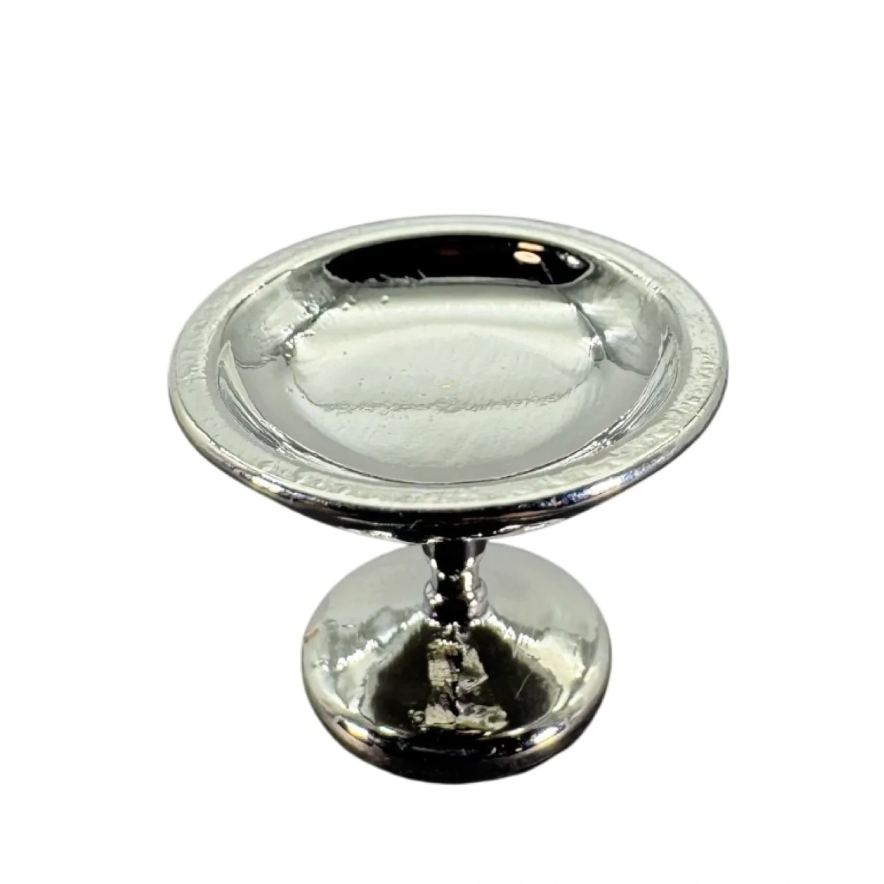 Coupe à fruits compotier miniature chromé sur fond blanc 1/12e