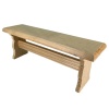 Banc miniature en bois brut vu de trois quarts sur fond blanc