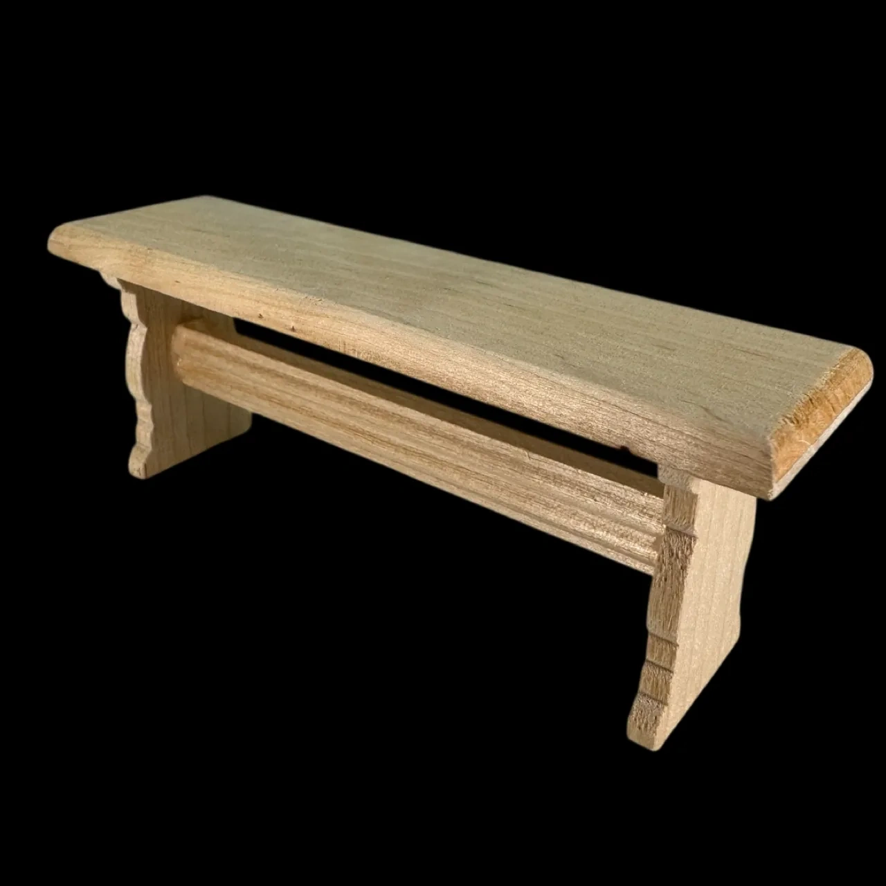 Ensemble table et 2 bancs miniatures en bois brut – Image 6