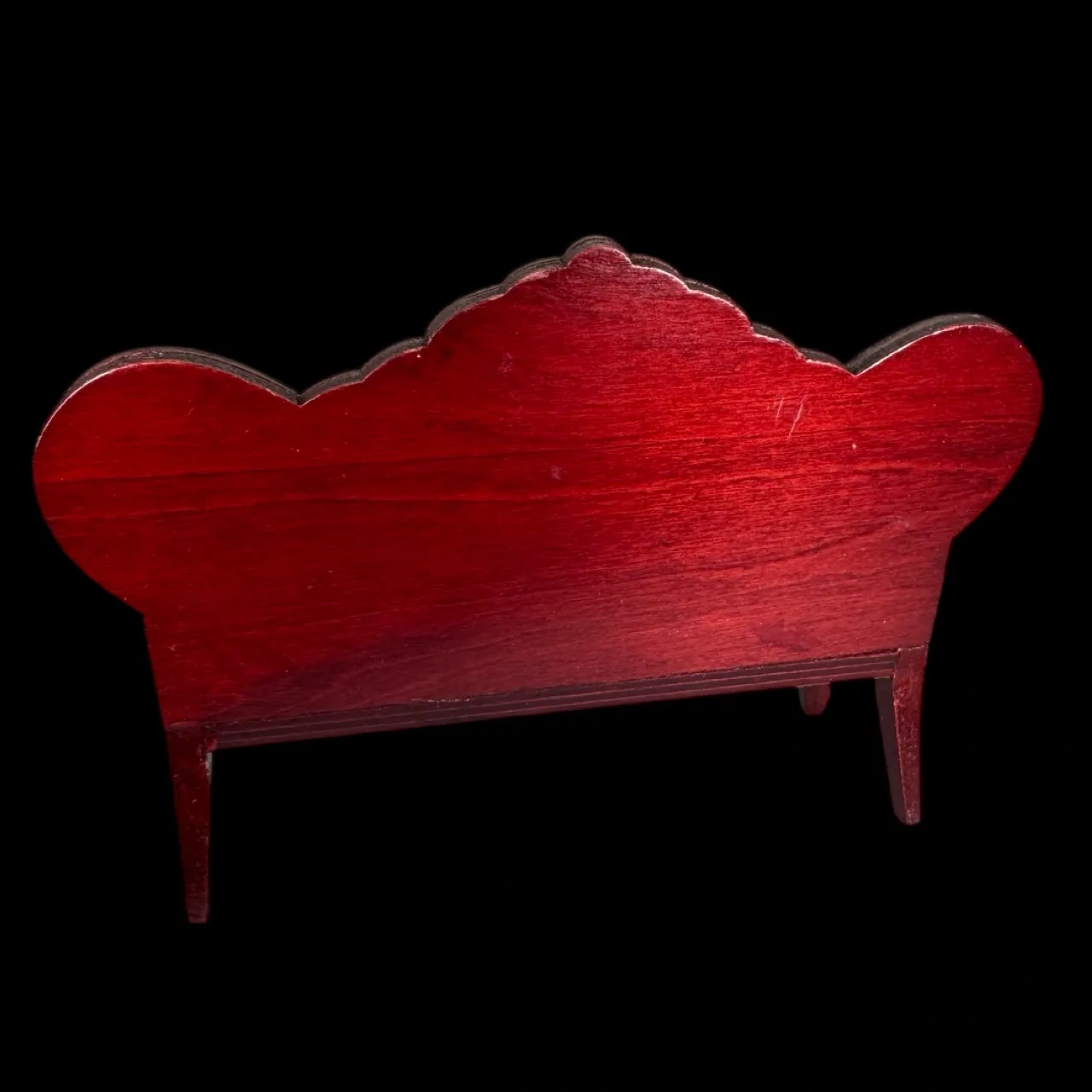 Dos du canapé miniature Art nouveau en contreplaqué teinté acajou – 1/12e