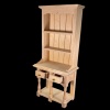 Vaisselier miniature en bois brut avec ses deux tiroirs ouverts