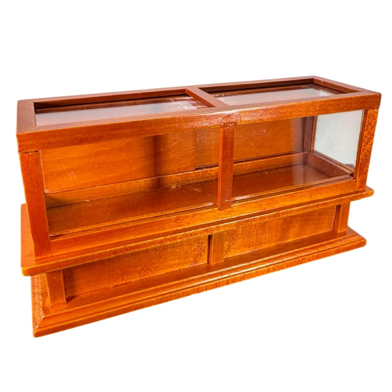 Comptoir-vitrine miniature en bois avec portes coulissantes – Image 3