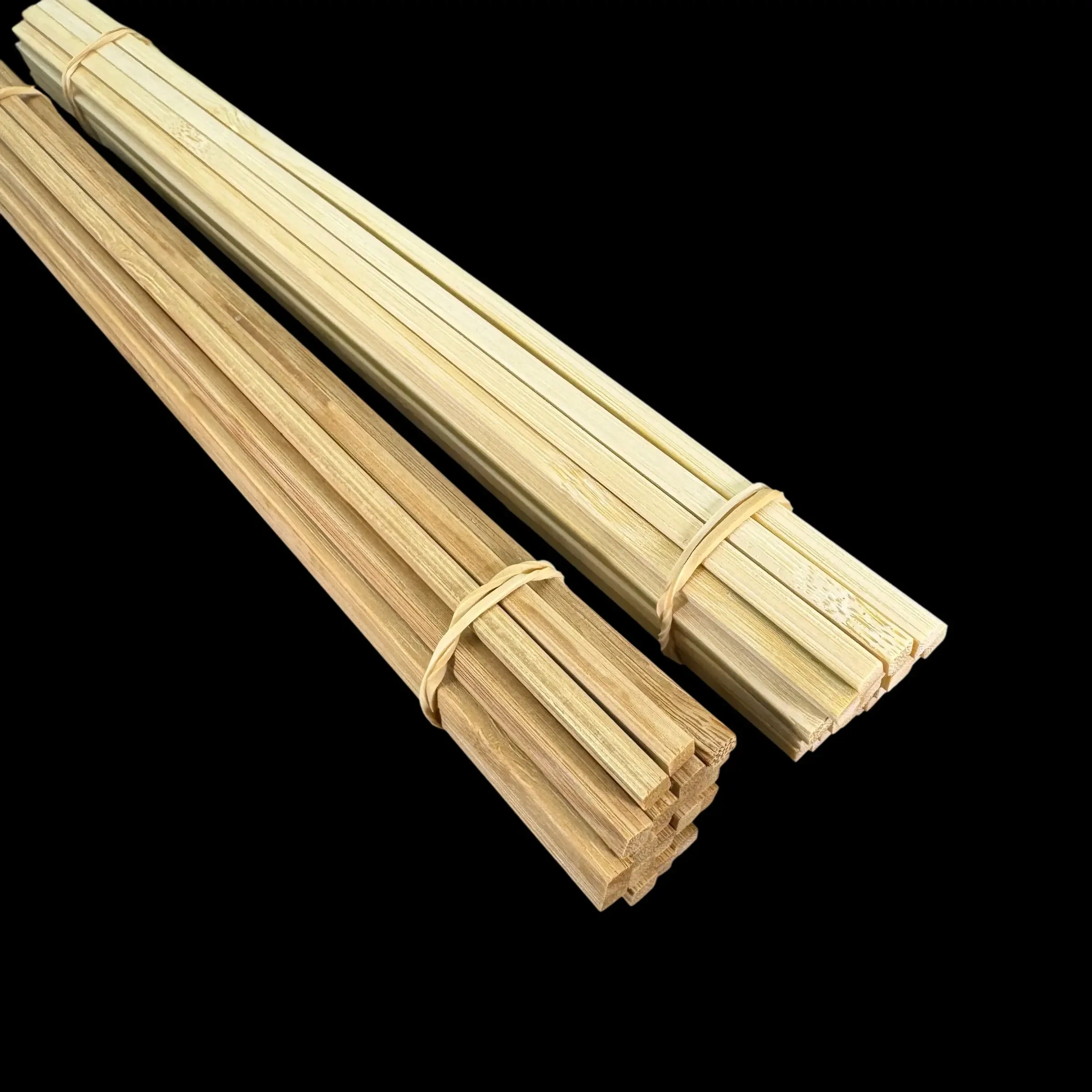 Lot de 50 baguettes carrées en bois, mix 25 claires et 25 foncées, 4,8 x 4,8 x 300 mm