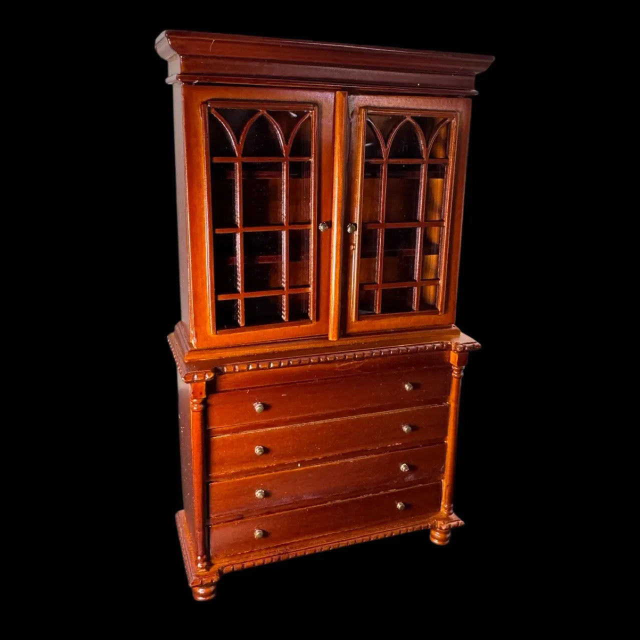 Bibliothèque vitrine miniature victorienne 1/12e