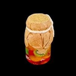 Bocal de fruits miniatures en verre avec assortiment de fruits colorés