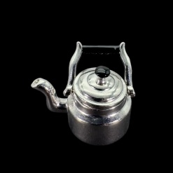 Bouilloire miniature en métal chromé avec couvercle amovible