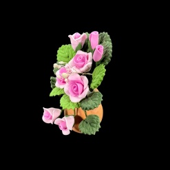 Bouquet de roses roses miniature en pot de terre cuite 1/12e