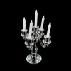 Chandelier miniature argenté à 5 branches en métal avec bougies blanches