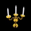 Chandelier miniature doré à 3 branches avec bougies blanches