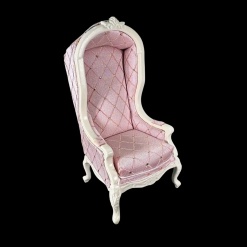 Fauteuil bergère miniature rose capitonné 1/12e