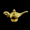 Lampe d'Aladin miniature en composite doré sur fond noir
